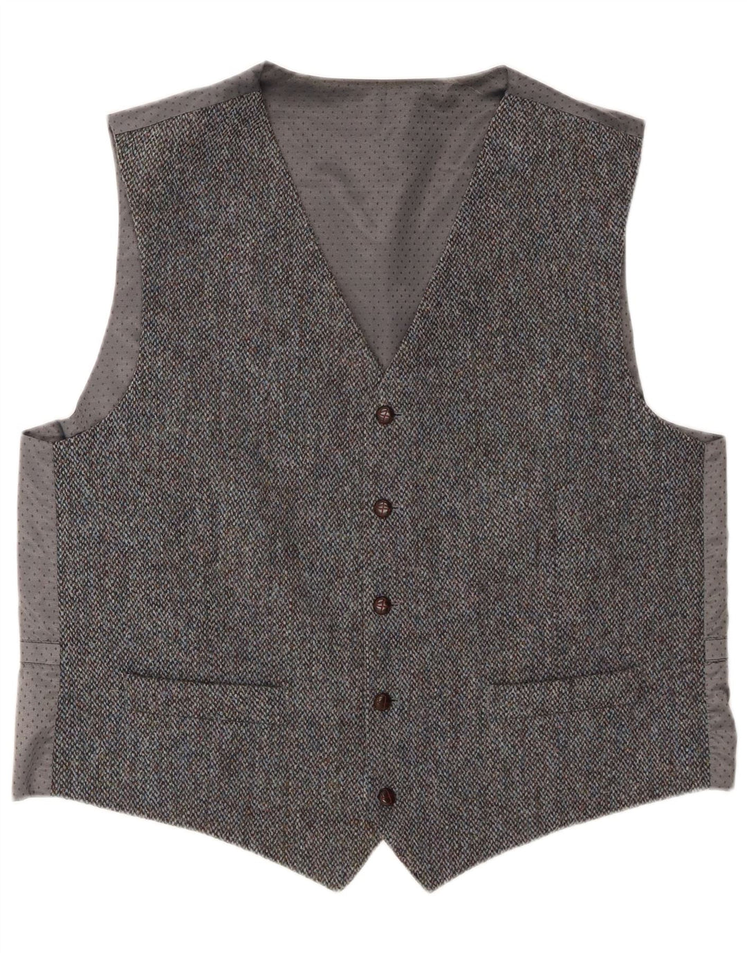Harris Tweed Mens Waistcoat 2XL Grey New Wool