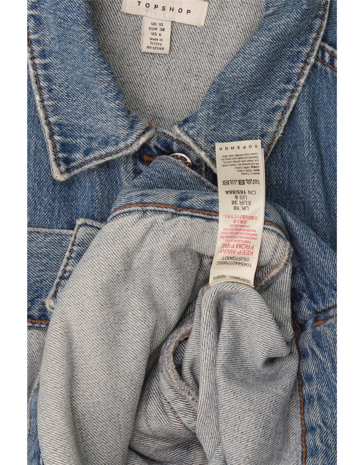 Topshop Womens Oversized Denim Jacket UK 10 Small Blue Cotton