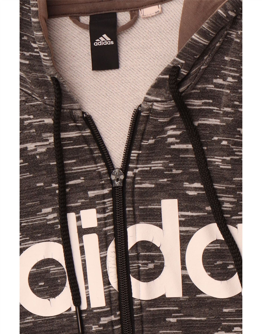 ADIDAS Mens Graphic Zip Hoodie Sweater Medium Grey Flecked