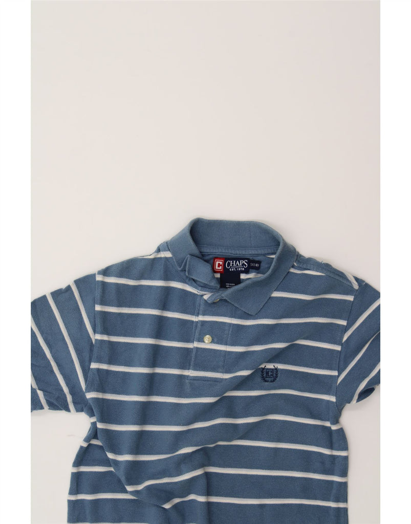 CHAPS Boys Polo Shirt 8-9 Years Small Blue Striped Vintage Chaps and Second-Hand Chaps from Messina Hembry 