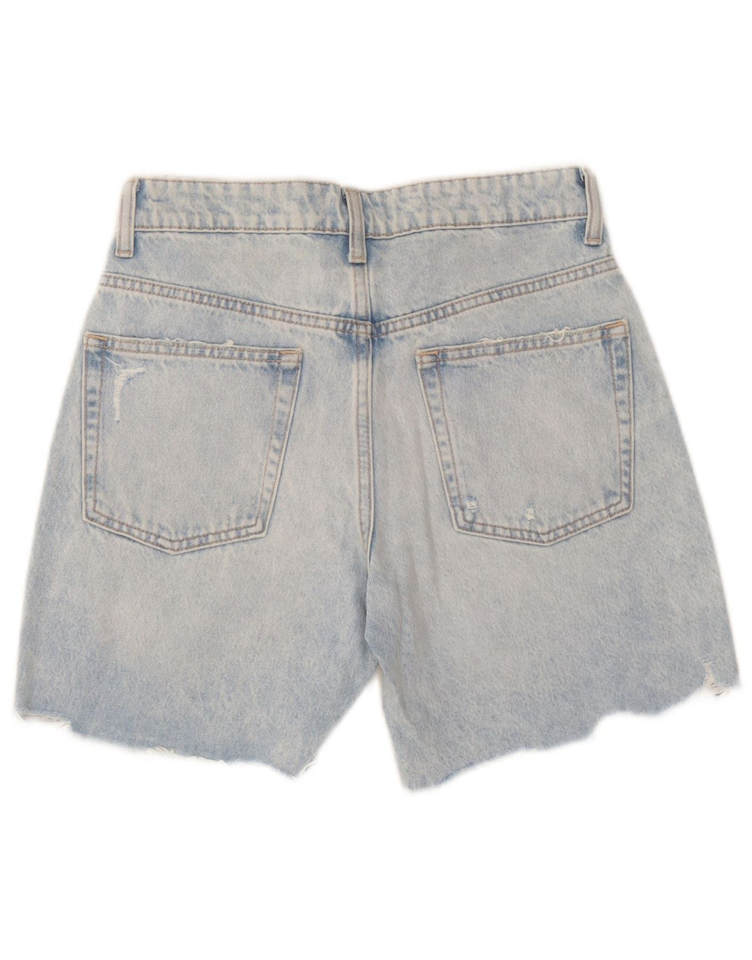 Zara Womens Distressed Denim Shorts EU 36 XS W26 Blue Patchwork Cotton