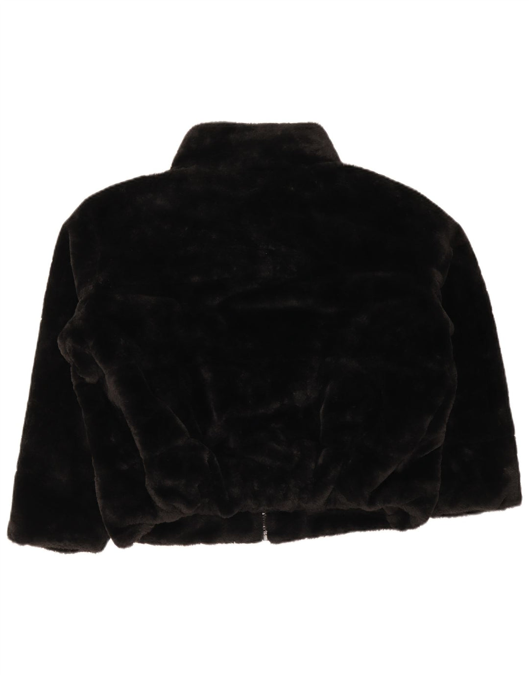 Zara Womens Faux Fur Jacket UK 16 Large Black Polyester