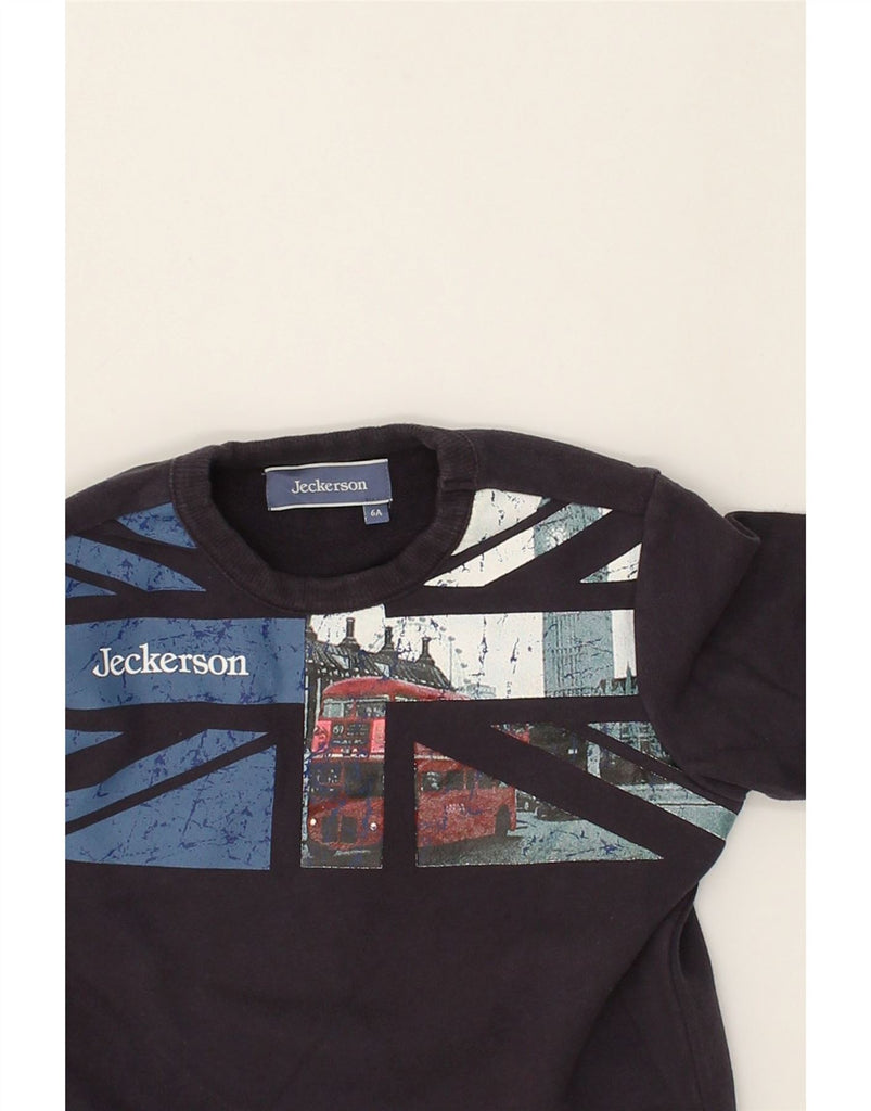 JECKERSON Boys Graphic Sweatshirt Jumper 5-6 Years Navy Blue Cotton | Vintage Jeckerson | Thrift | Second-Hand Jeckerson | Used Clothing | Messina Hembry 