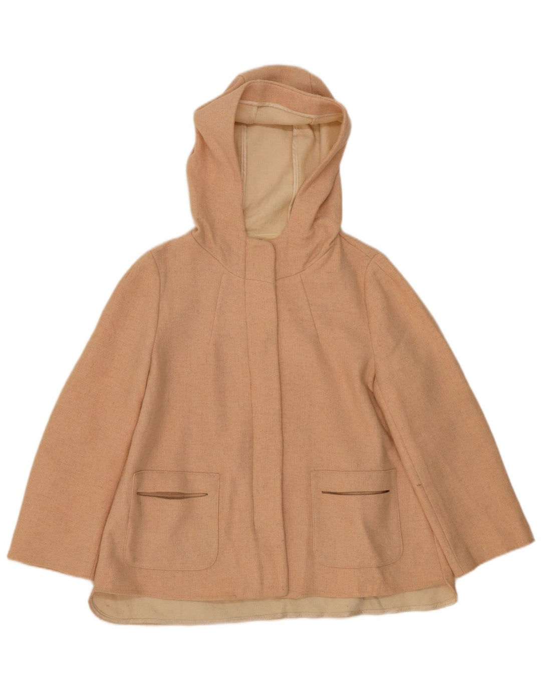 Zara Womens Hooded Coat UK 18 XL Beige Wool