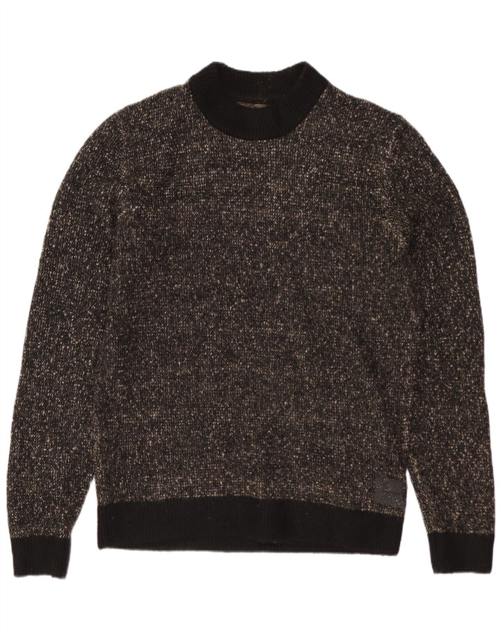 JACK & JONES Mens Crew Neck Jumper Sweater Medium Black Flecked Polyester