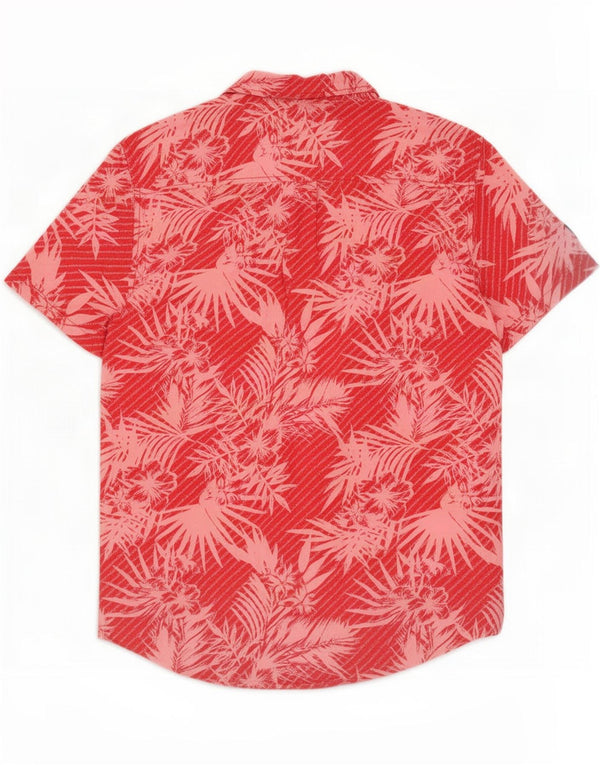 Superdry Mens Hawaiian Short Sleeve Shirt Large Red Floral Cotton