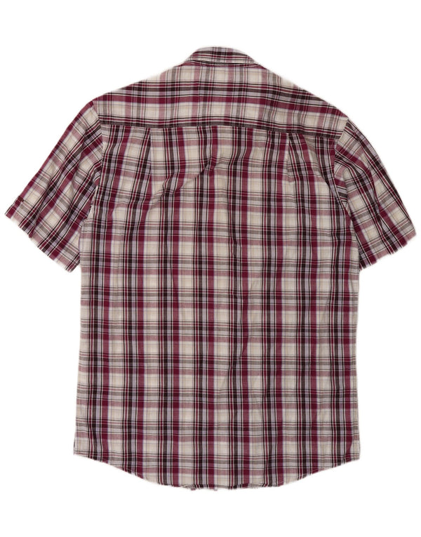 James Pringle Mens Short Sleeve Shirt Small Purple Check Cotton