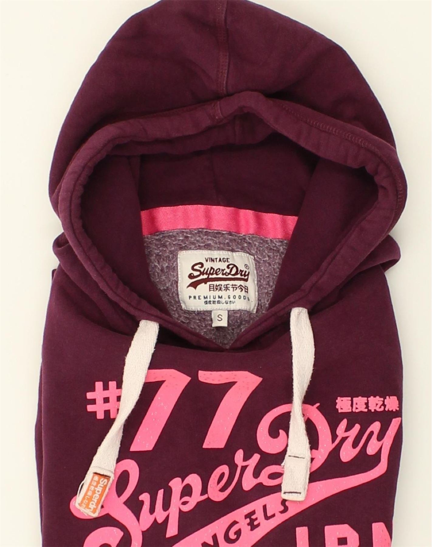 SUPERDRY Womens Graphic Hoodie Jumper UK 8 Small Maroon