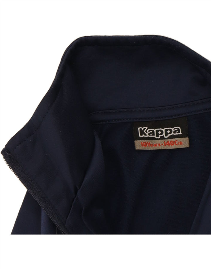 KAPPA Boys Graphic Tracksuit Top Jacket 9-10 Years Navy Blue Colourblock Vintage Kappa and Second-Hand Kappa from Messina Hembry 