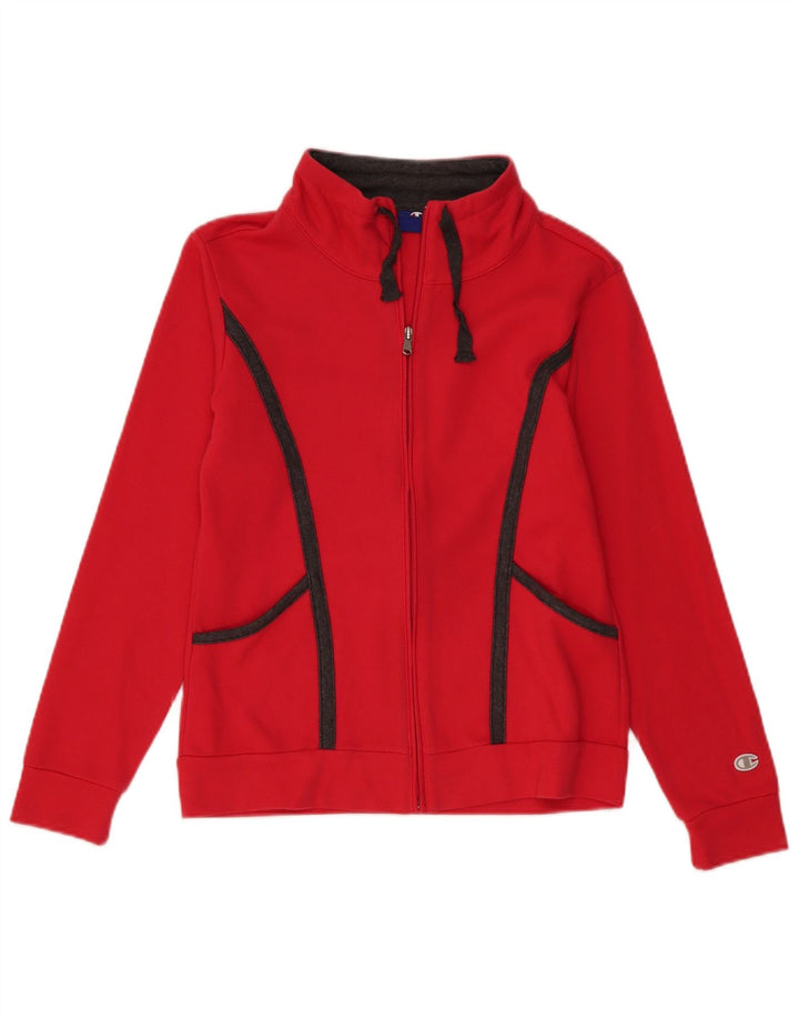 Champion Womens Tracksuit Top Jacket UK 10 Small Red Cotton