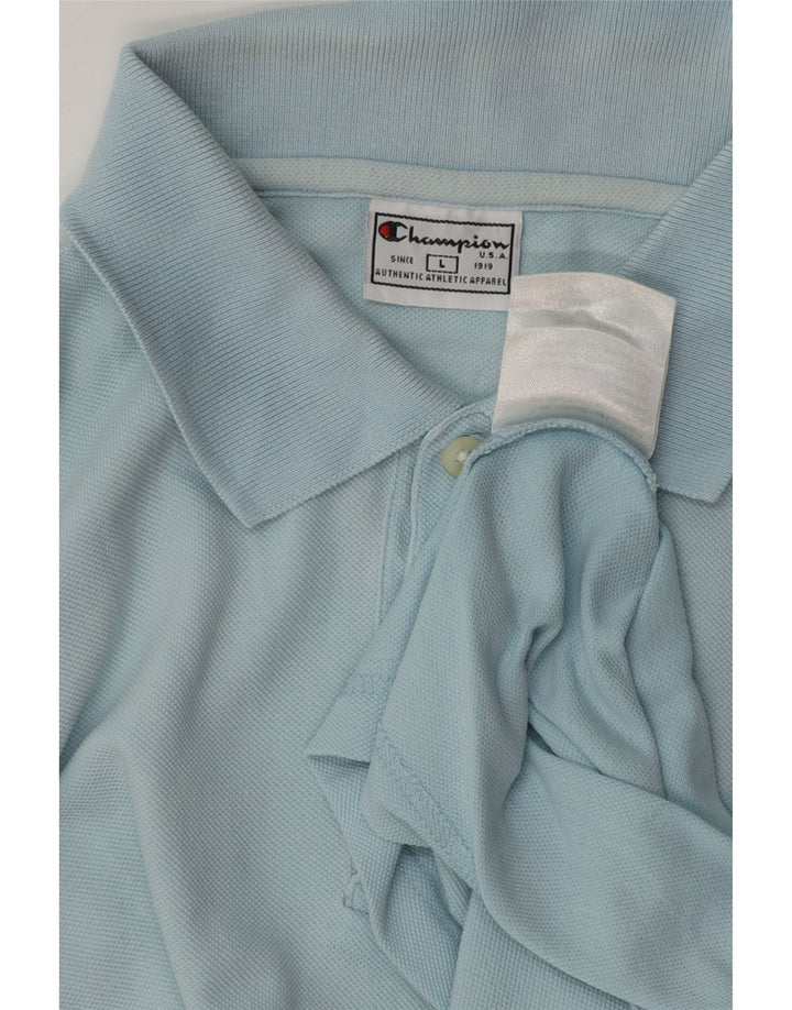 CHAMPION Mens Polo Shirt Large Blue Cotton Vintage Champion and Second-Hand Champion from Messina Hembry 