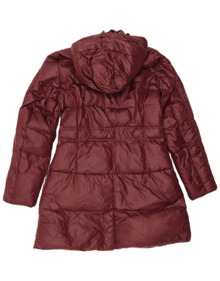 Hetrego Womens Hooded Padded Coat IT 46 Large Burgundy Polyester