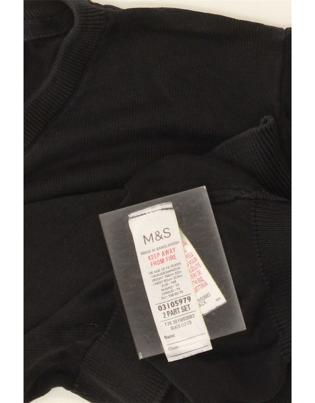 Marks & Spencer Boys Sweatshirt Jumper 12-13 Years Black Cotton