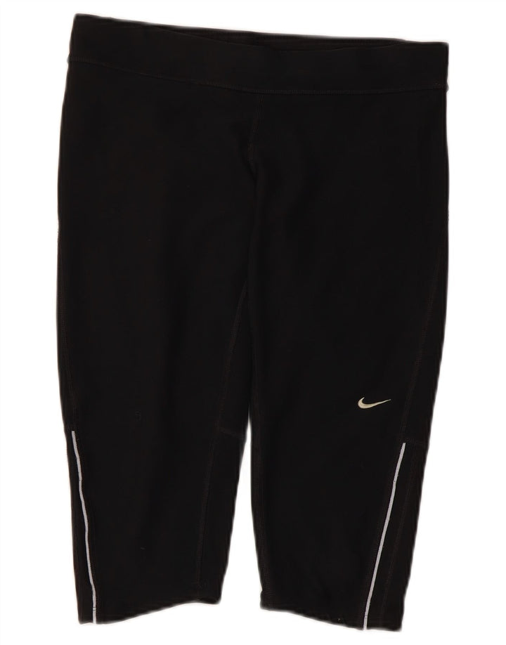 NIKE Womens Dri Fit Capri Leggings UK 12 Medium  Black Polyester