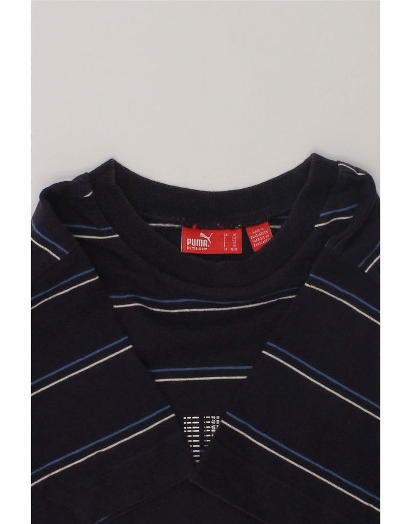 PUMA Boys Graphic T-Shirt Top 9-10 Years Navy Blue Striped Cotton | Vintage Puma | Thrift | Second-Hand Puma | Used Clothing | Messina Hembry 