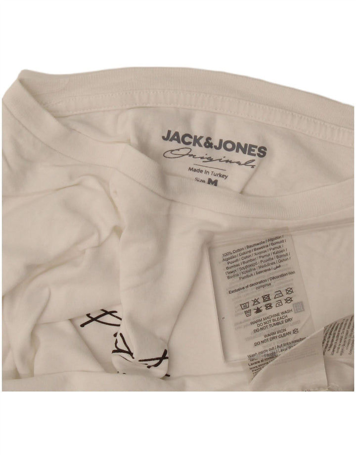 Jack & Jones Mens Graphic Top Long Sleeve Medium White Cotton