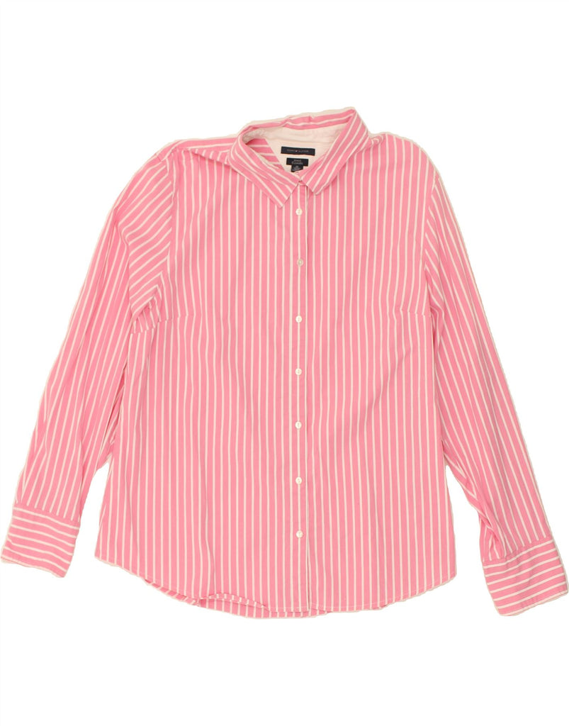 TOMMY HILFIGER Womens Stretch Shirt UK 20 2XL Pink Striped | Vintage Tommy Hilfiger | Thrift | Second-Hand Tommy Hilfiger | Used Clothing | Messina Hembry 