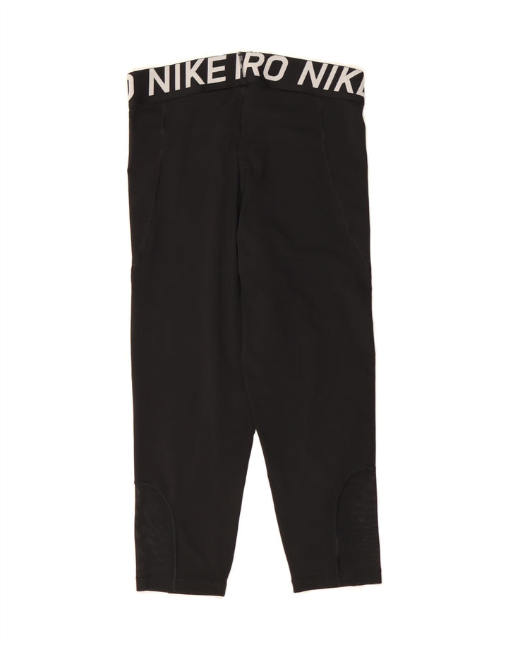 NIKE Womens Dri Fit Graphic Capri Leggings UK 14 Large  Black Polyester Vintage Nike and Second-Hand Nike from Messina Hembry 
