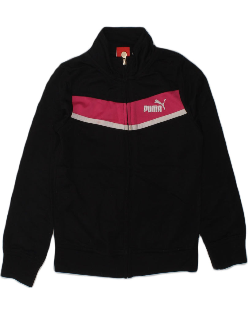 PUMA Girls Tracksuit Top Jacket 5-6 Years Black Polyester | Vintage Puma | Thrift | Second-Hand Puma | Used Clothing | Messina Hembry 