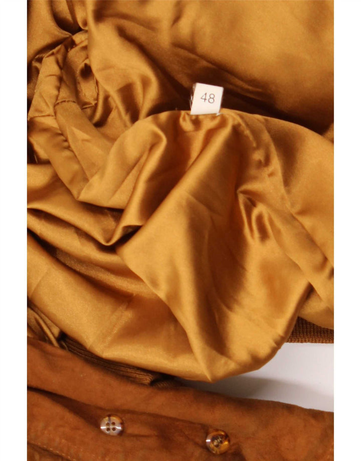 Vintage Mens Suede Bomber Jacket IT 48 Medium Beige Leather