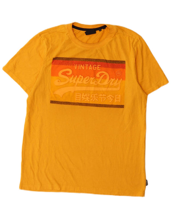 Superdry Mens Graphic T-Shirt Top XL Yellow Cotton