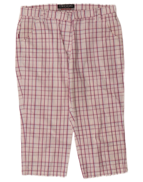 Kappa Womens Graphic Capri Trousers Medium W30 L19 Purple Check Cotton