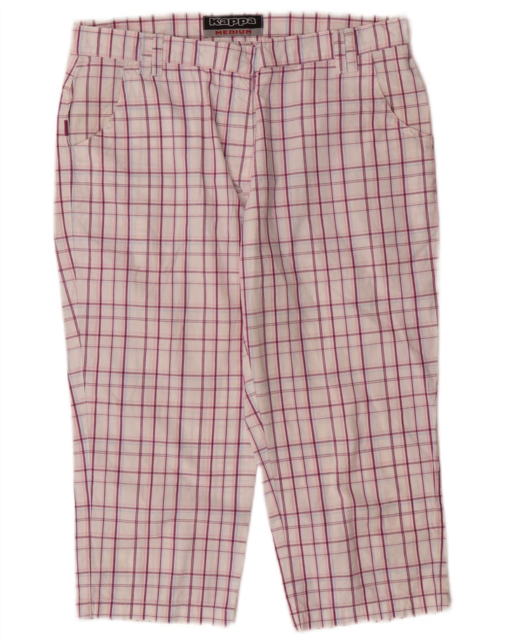 Kappa Womens Graphic Capri Trousers Medium W30 L19 Purple Check Cotton
