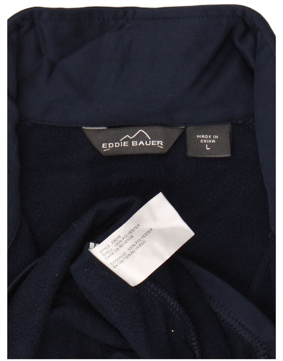 EDDIE BAUER Mens Zip Neck Sweatshirt Jumper Large Navy Blue Polyester