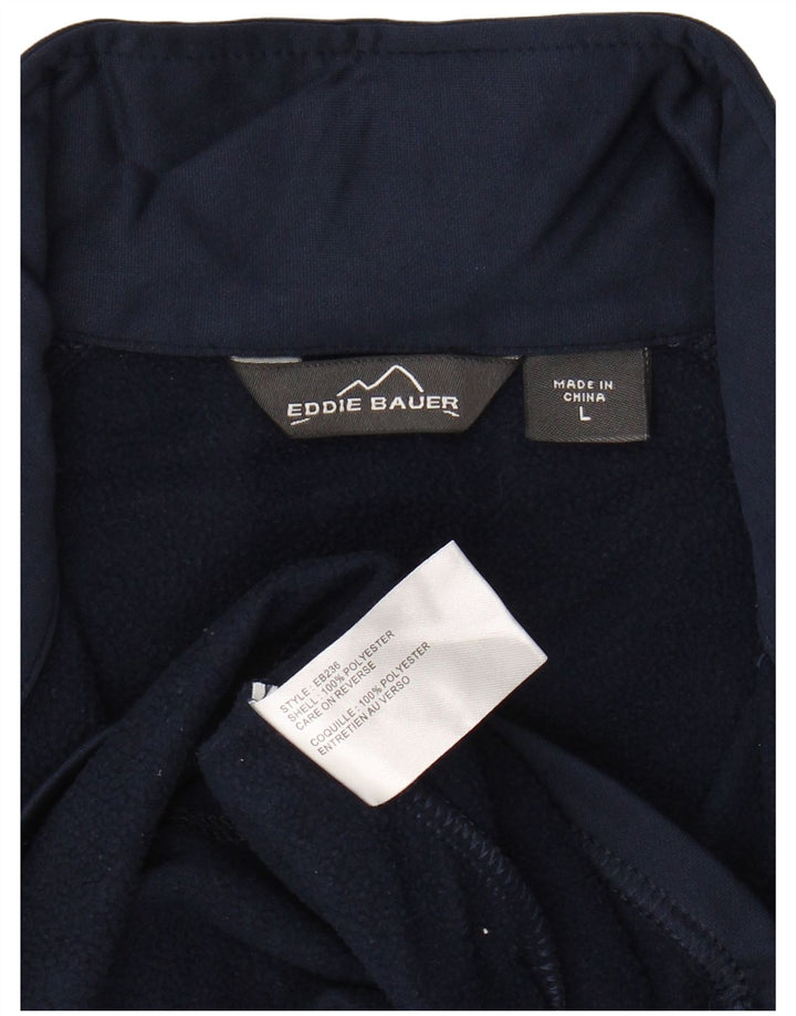 EDDIE BAUER Mens Zip Neck Sweatshirt Jumper Large Navy Blue Polyester