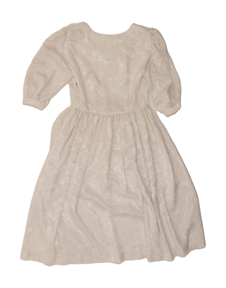 VINTAGE Womens A-Line Dress UK 12 Medium Grey Floral Vintage Vintage and Second-Hand Vintage from Messina Hembry 