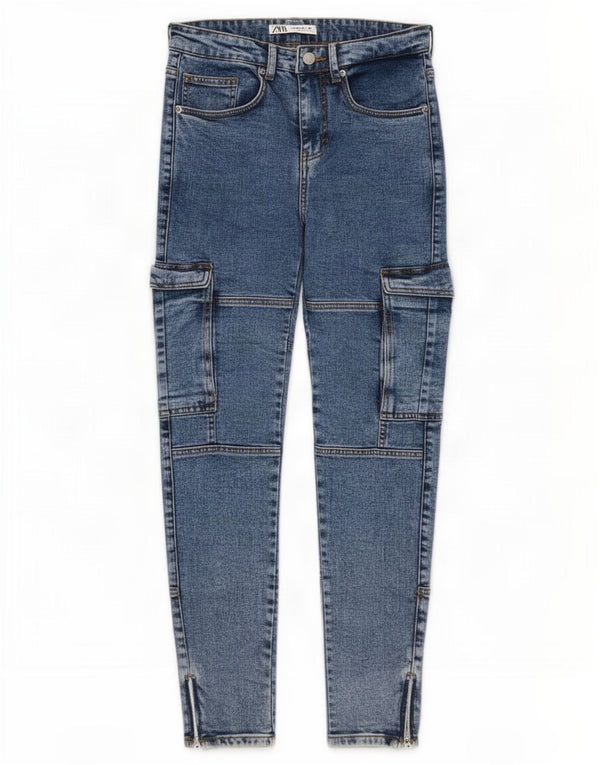 Zara Mens Cargo Skinny Jeans EU 38 Small W30 L30 Blue Cotton