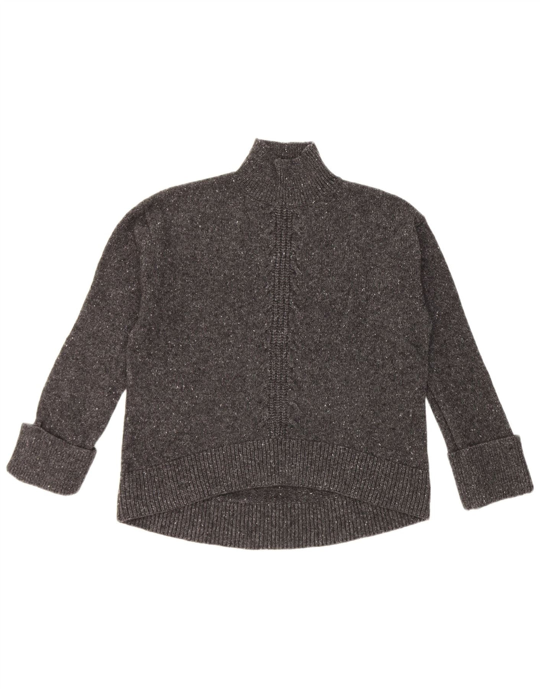 John Lewis Womens Turtle Neck Jumper Sweater UK 12 Medium Grey Flecked Wool