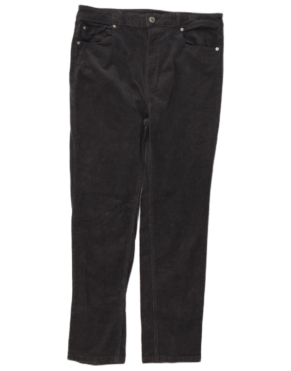 Marks & Spencer Womens Slim Corduroy Trousers UK 16 Large W34 L27 Grey