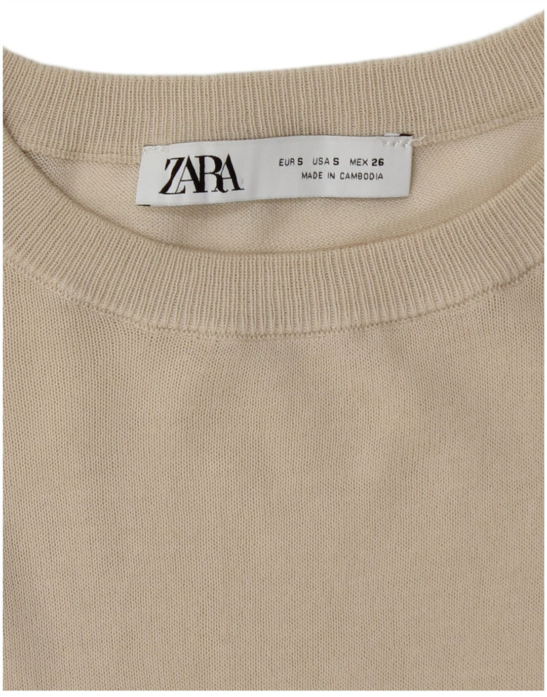 Zara Womens Boat Neck Jumper Sweater UK 10 Small Beige