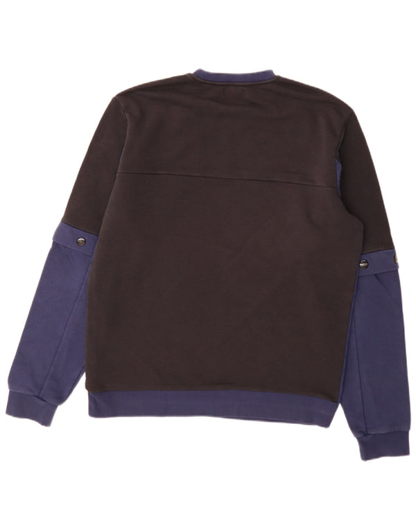 Iceberg Mens Graphic Sweatshirt Jumper Large Black Colourblock Cotton
