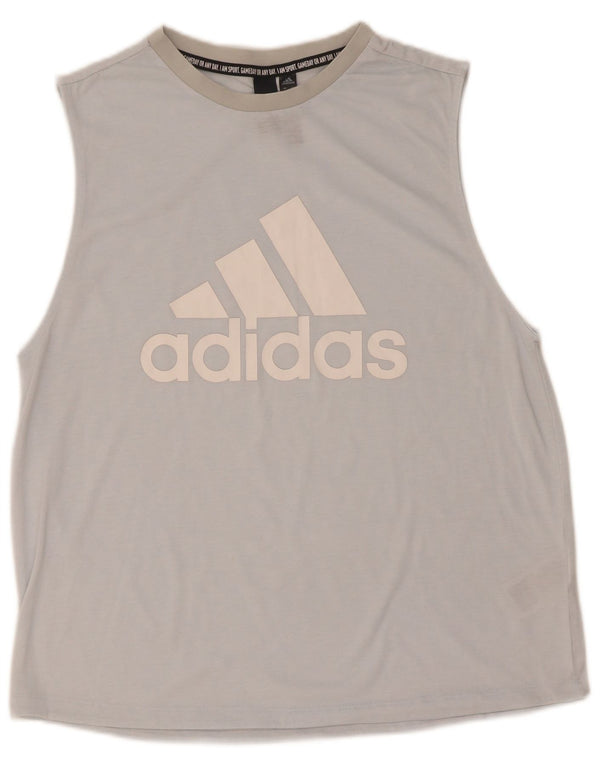 Adidas Womens Graphic Vest Top UK 12/14 Medium Blue Polyester