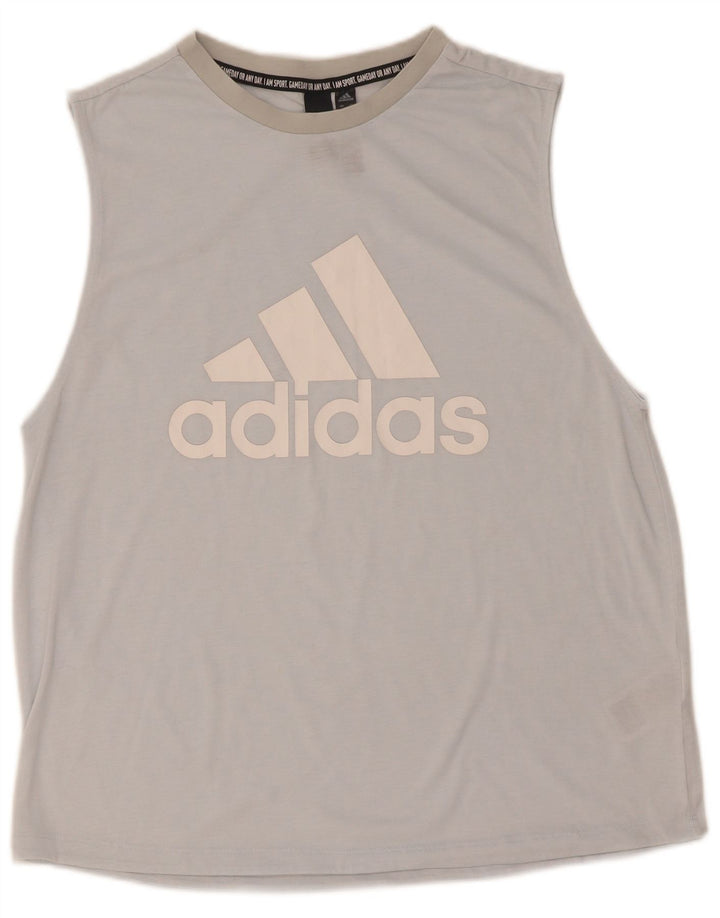 Adidas Womens Graphic Vest Top UK 12/14 Medium Blue Polyester