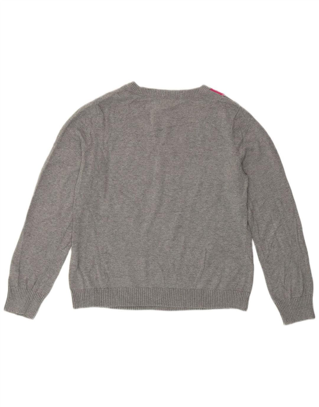 Izod Womens V-Neck Jumper Sweater UK 14 Large Grey Argyle/Diamond