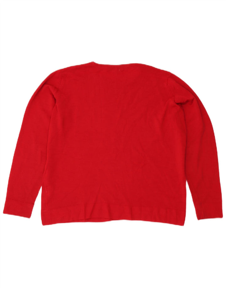 Marks & Spencer Womens Boat Neck Jumper Sweater UK 16 Large Red Wool