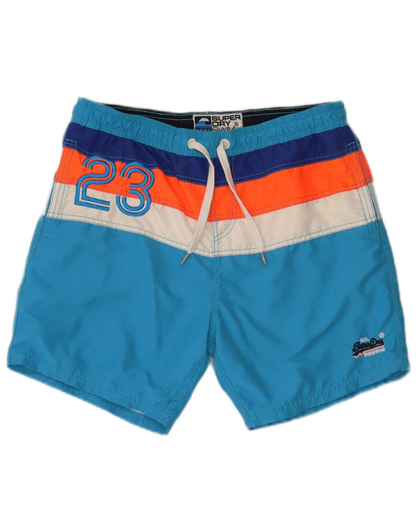 Superdry Mens Graphic Regular Swimming Shorts Large Blue Colourblock