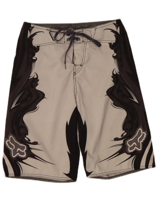 Fox Mens Graphic Swimming Shorts Medium Grey Colourblock Polyester
