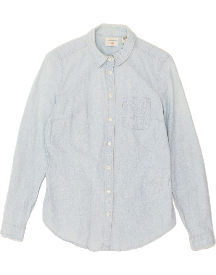LEVI'S Womens Abstract Pattern Shirt UK 10 Small Blue Cotton Vintage Levi's and Second-Hand Levi's from Messina Hembry 