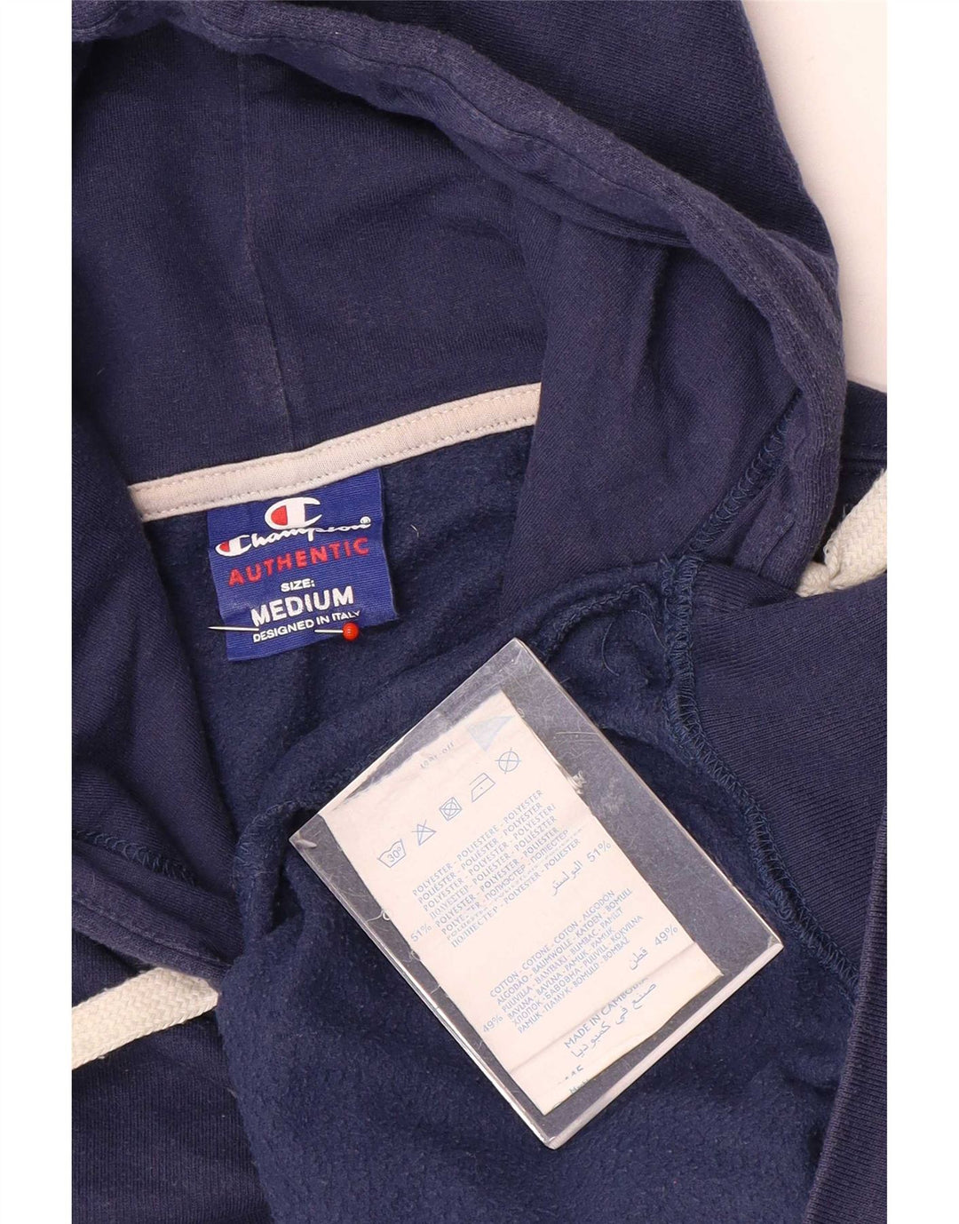 Champion Womens Hoodie Jumper UK 14 Medium Navy Blue Polyester