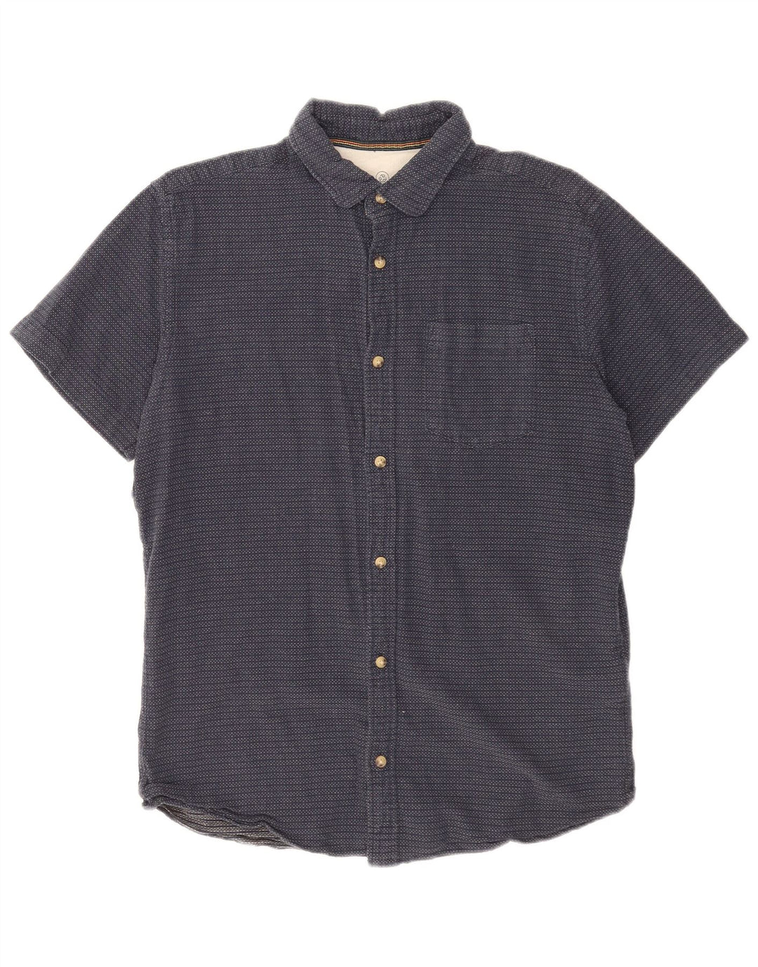 Jack & Jones Mens Short Sleeve Shirt Large Navy Blue Spotted Cotton