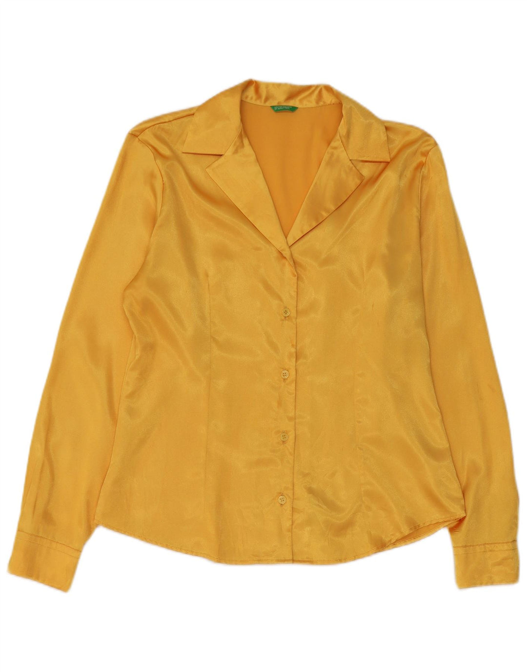 Benetton Womens Shirt Blouse IT 46 Large Yellow Polyester