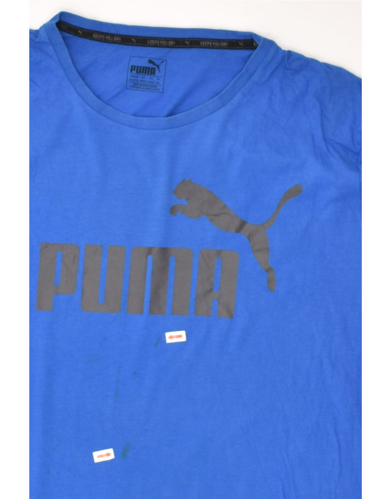 PUMA Mens Graphic T-Shirt Top XL Blue Cotton | Vintage Puma | Thrift | Second-Hand Puma | Used Clothing | Messina Hembry 