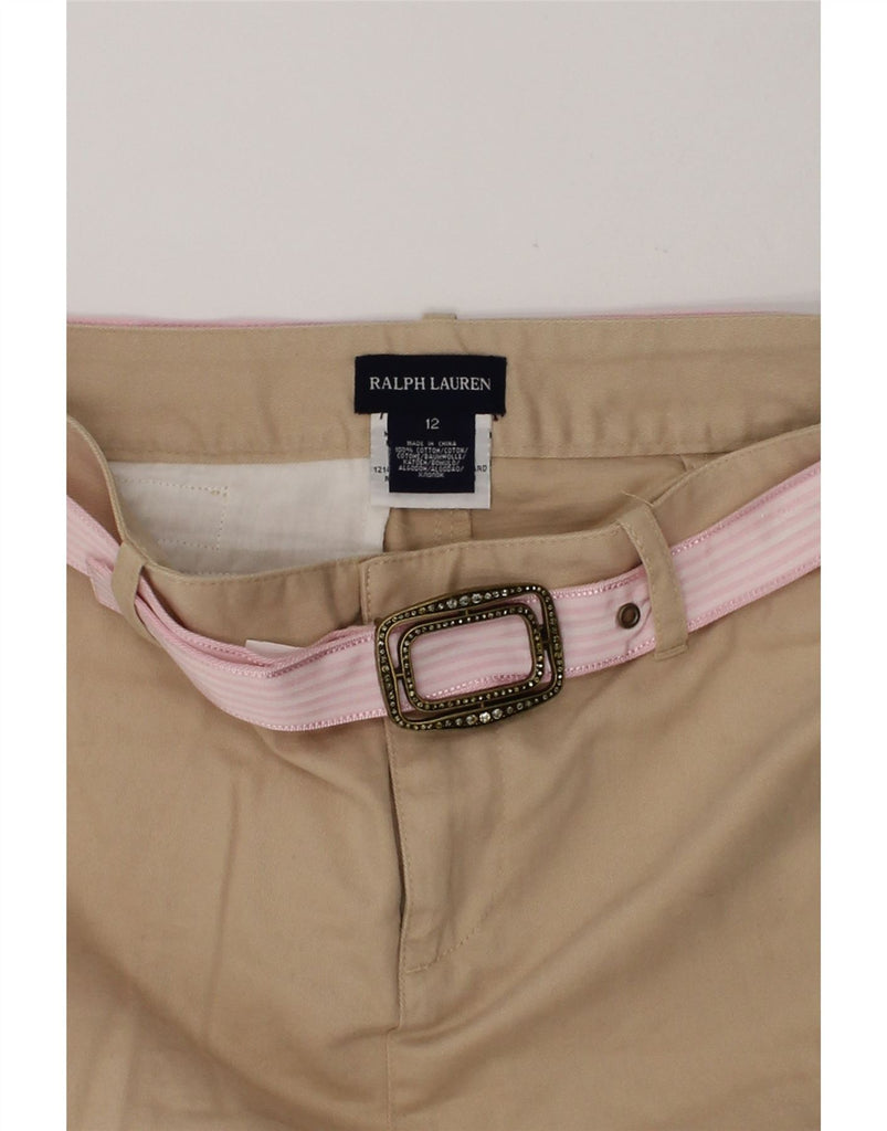 RALPH LAUREN Womens Mini Skirt UK 12 Medium W28 Beige Cotton | Vintage Ralph Lauren | Thrift | Second-Hand Ralph Lauren | Used Clothing | Messina Hembry 