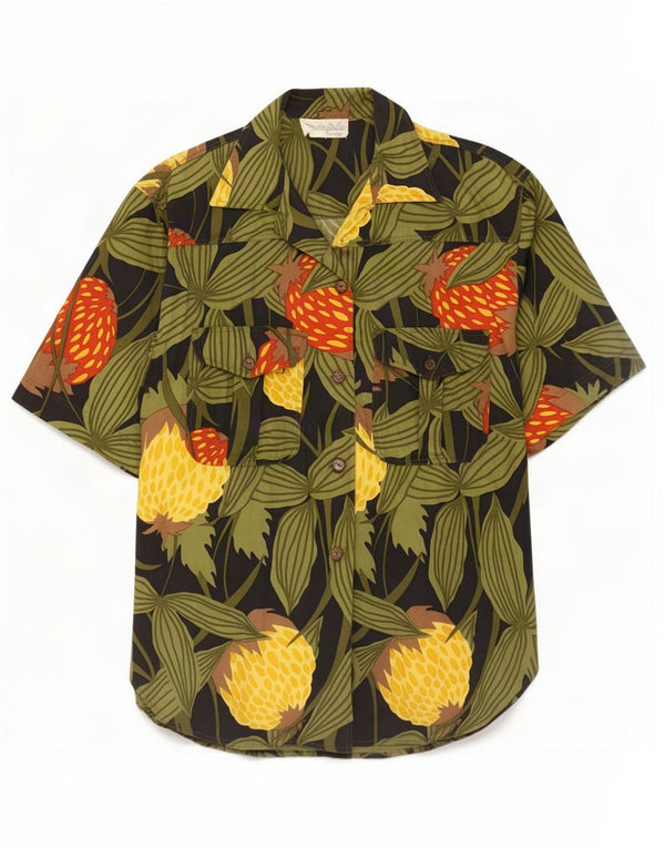 Vintage Womens Short Sleeve Shirt UK 20 2XL Multicoloured Floral Cotton