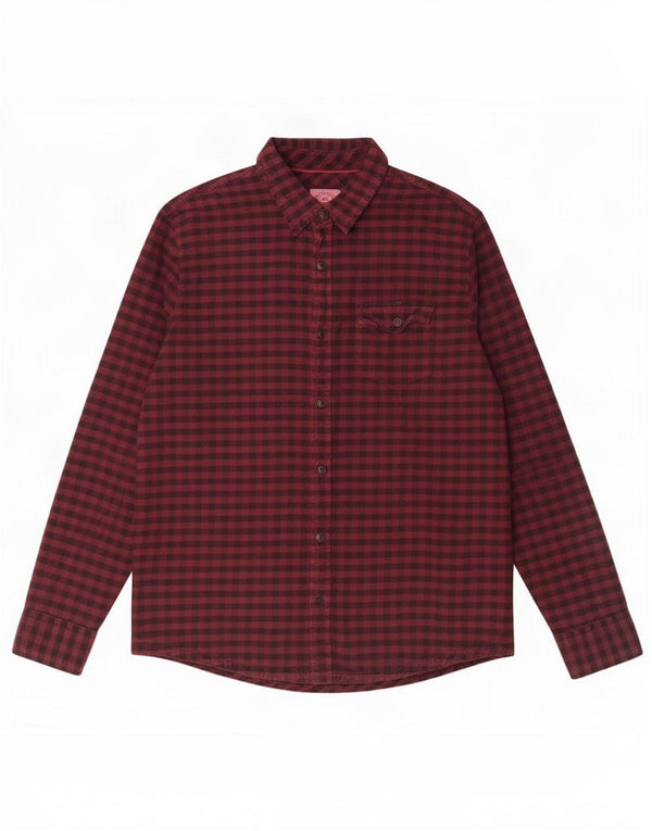 Fat Face Mens Flannel Shirt XL Burgundy Gingham Cotton