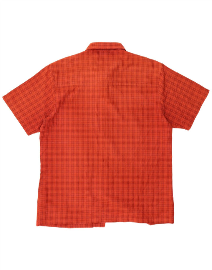 JACK WOLFSKIN Mens Short Sleeve Shirt UK 40/42 Large Red Check Polyester